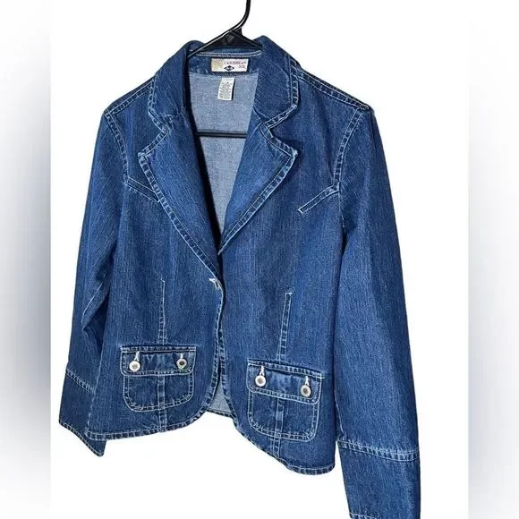 Caribbean Joe Denim Blazer Jacket Sz M - Picture 1 of 7